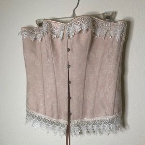Vintage pink lace-up Corset (Size M/L)